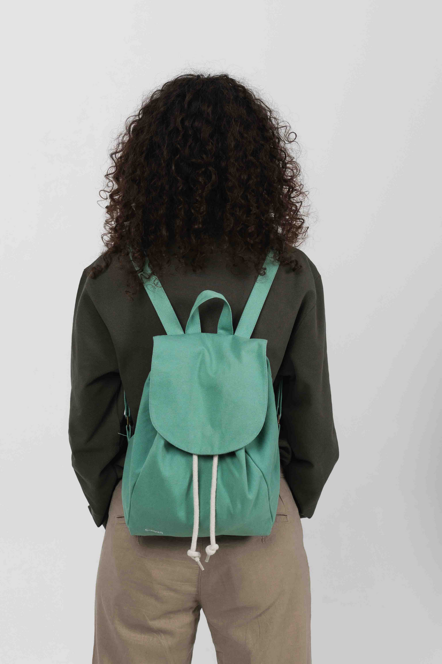 Mochila ligera cierre con cuerda - Verde Vintage