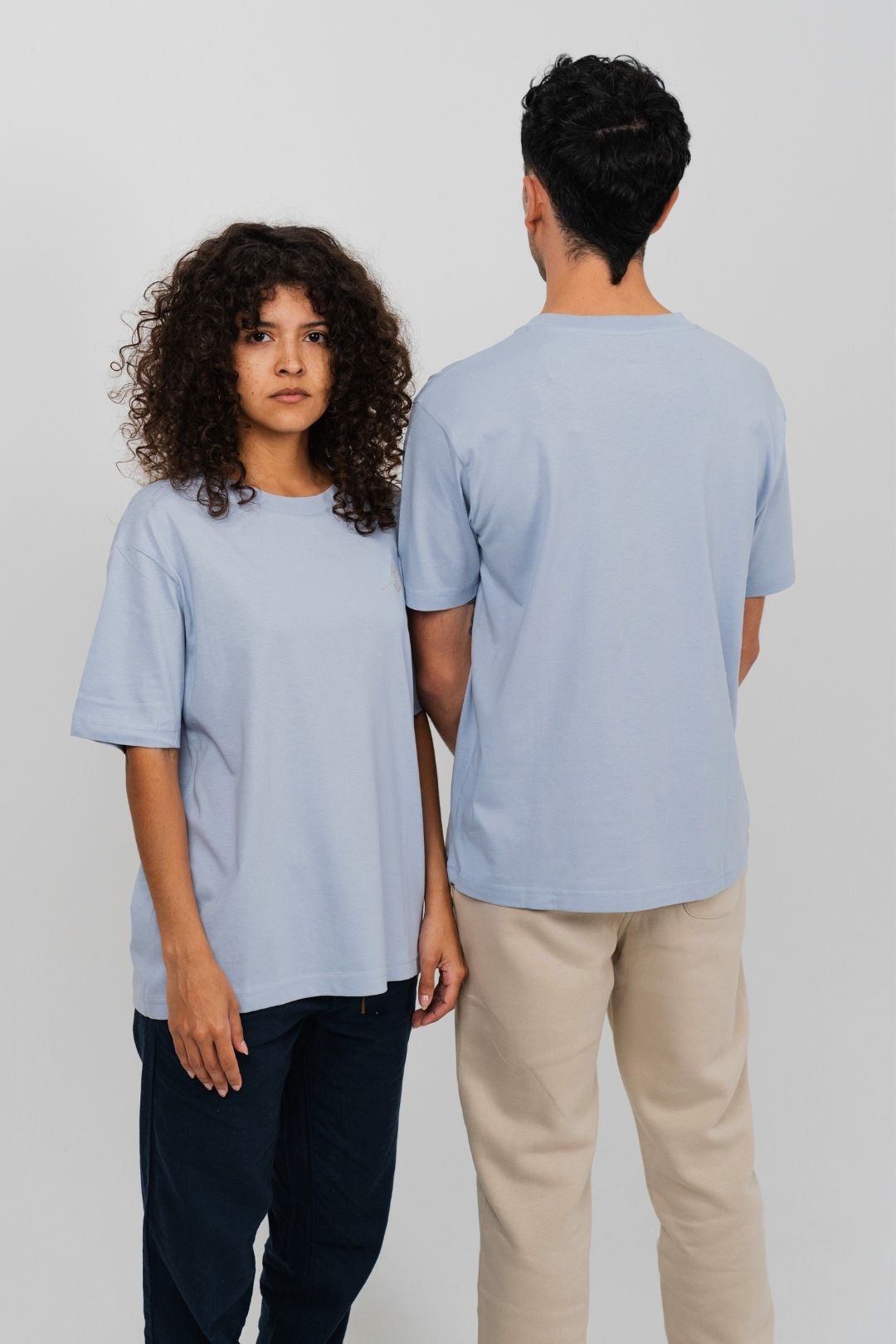 T-shirt oversize 100% coton biologique - Bleu Brume