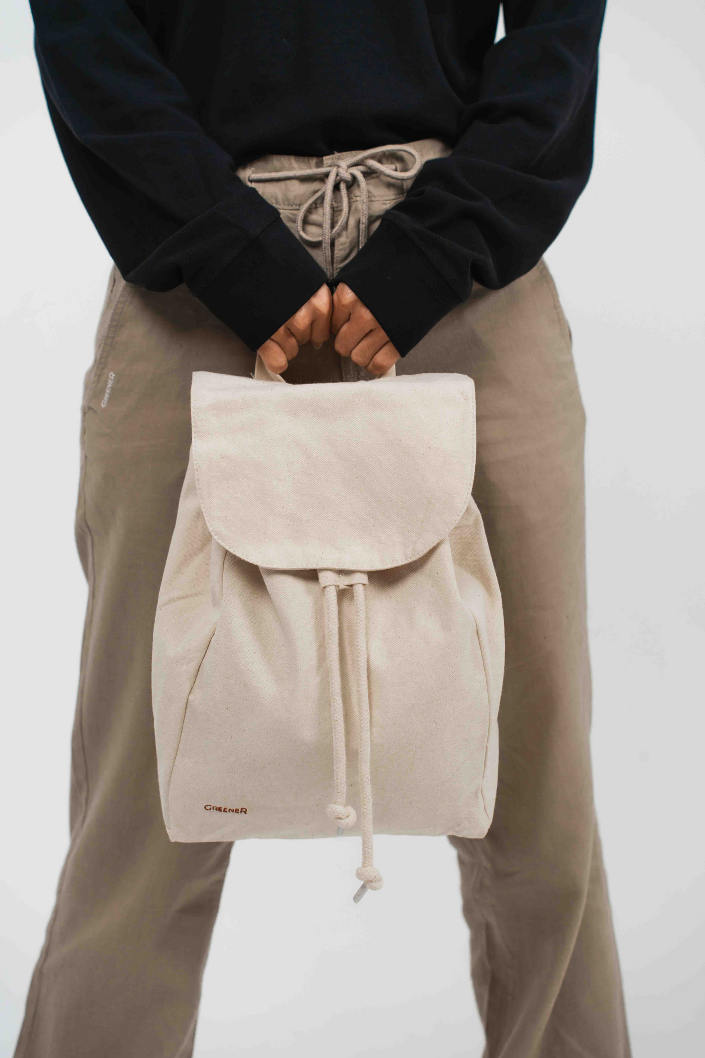 Mochila ligera cierre con cuerda - Natural