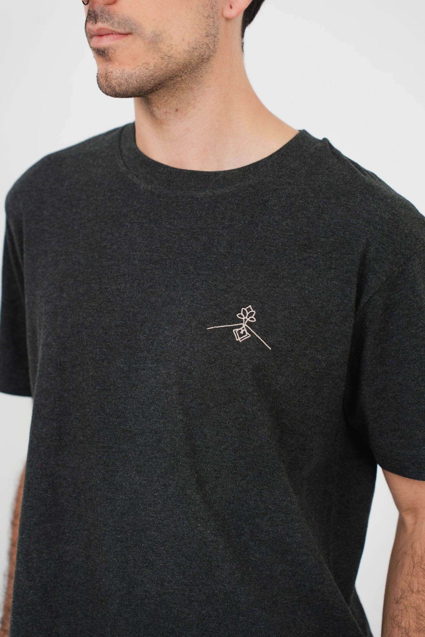 Camiseta oversize 100% algodón orgánico - Gris Oscuro Jaspeado