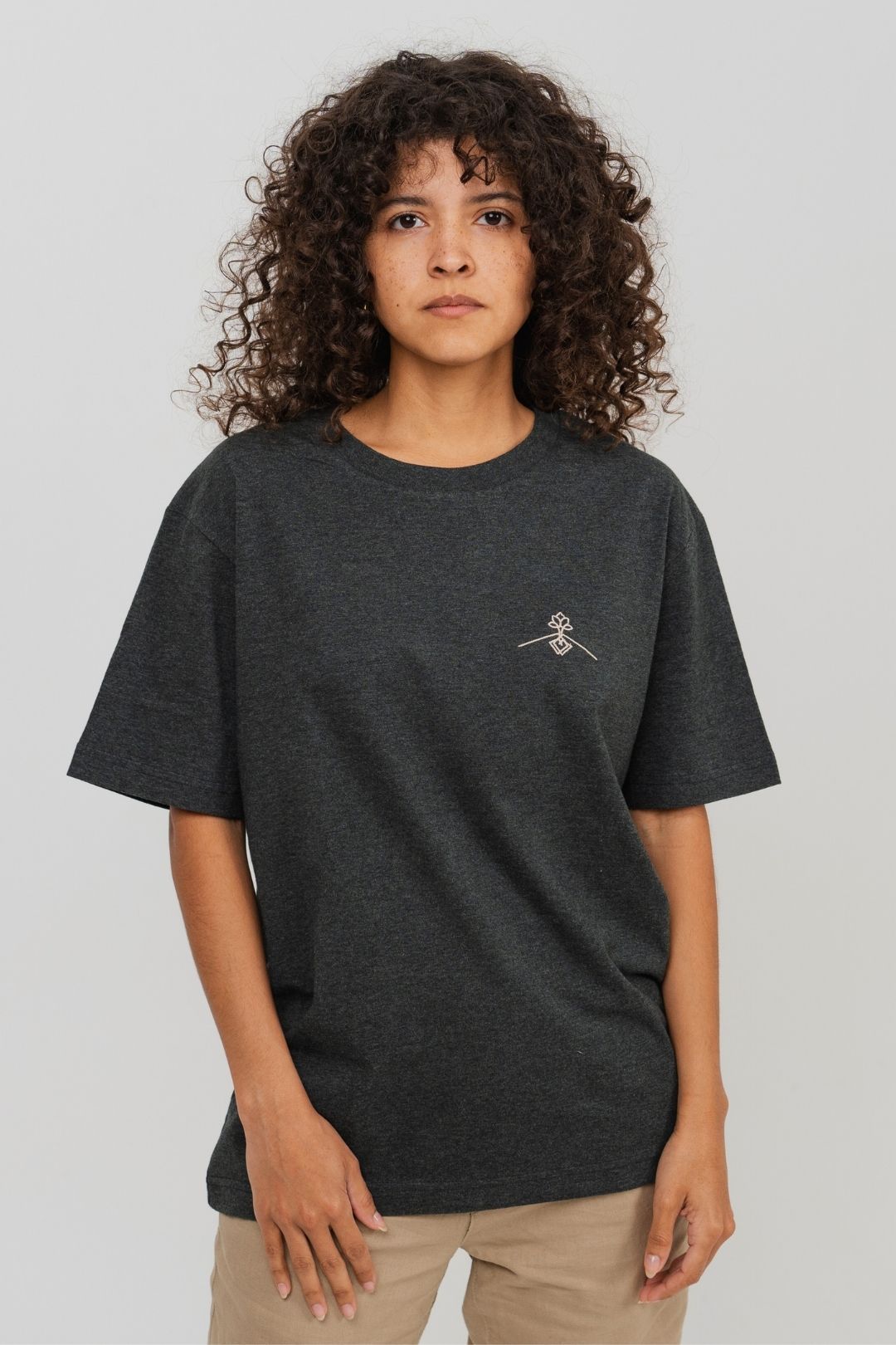 T-shirt oversize 100% coton biologique - Gris Foncé Chiné