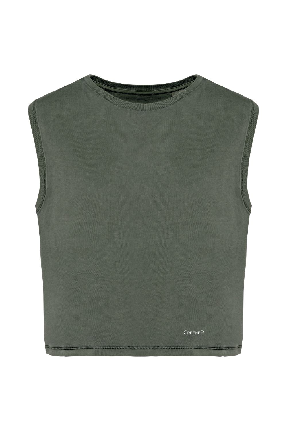 Camiseta crop sin mangas - Caqui Antiguo