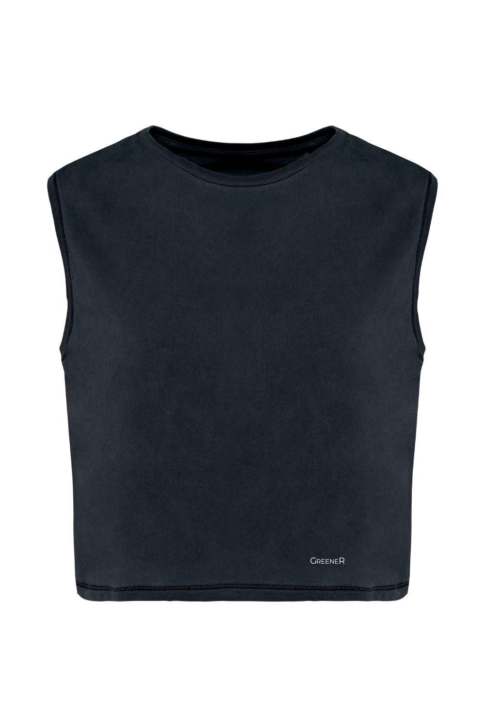 Camiseta crop sin mangas - Gris Carbón Antiguo