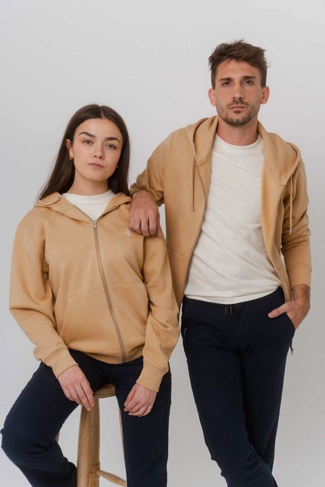 Sweat zippé en coton bio - Late