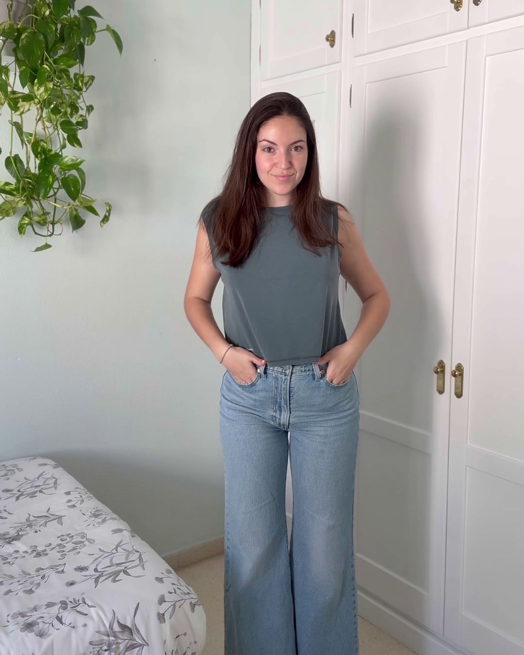 Crop Tank Top - Antique Blue