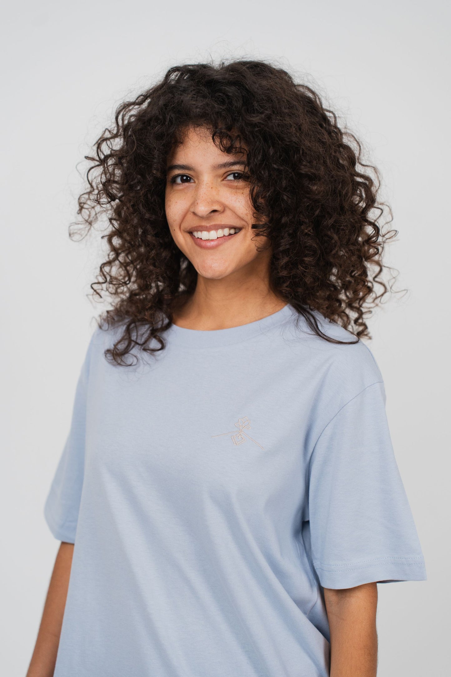 Camiseta oversize 100% algodón orgánico - Azul Neblina