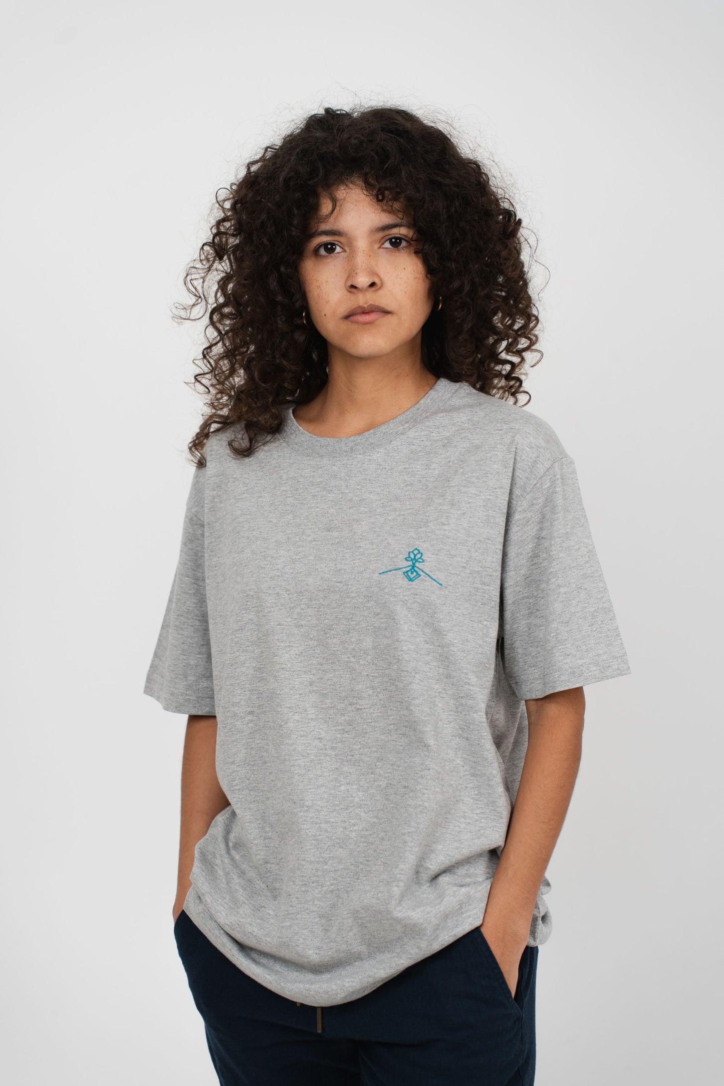 Camiseta oversize 100% algodón orgánico - Gris Jaspeado