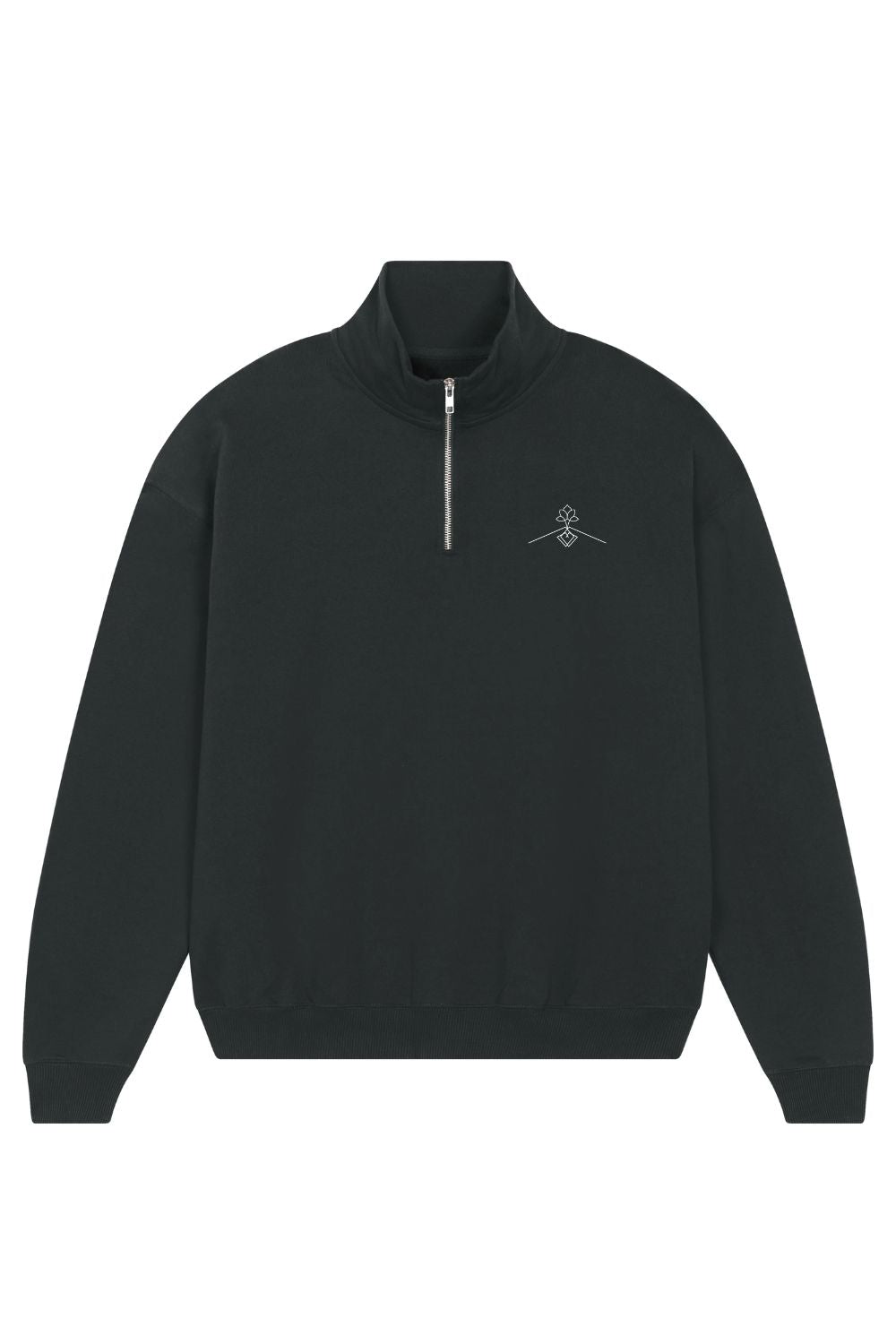 Sudadera cuello cremallera 100% algodón orgánico - Negro