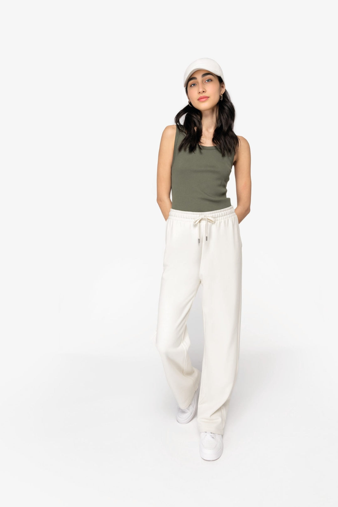 Pantalón recto cómodo algodón orgánico - Marfil