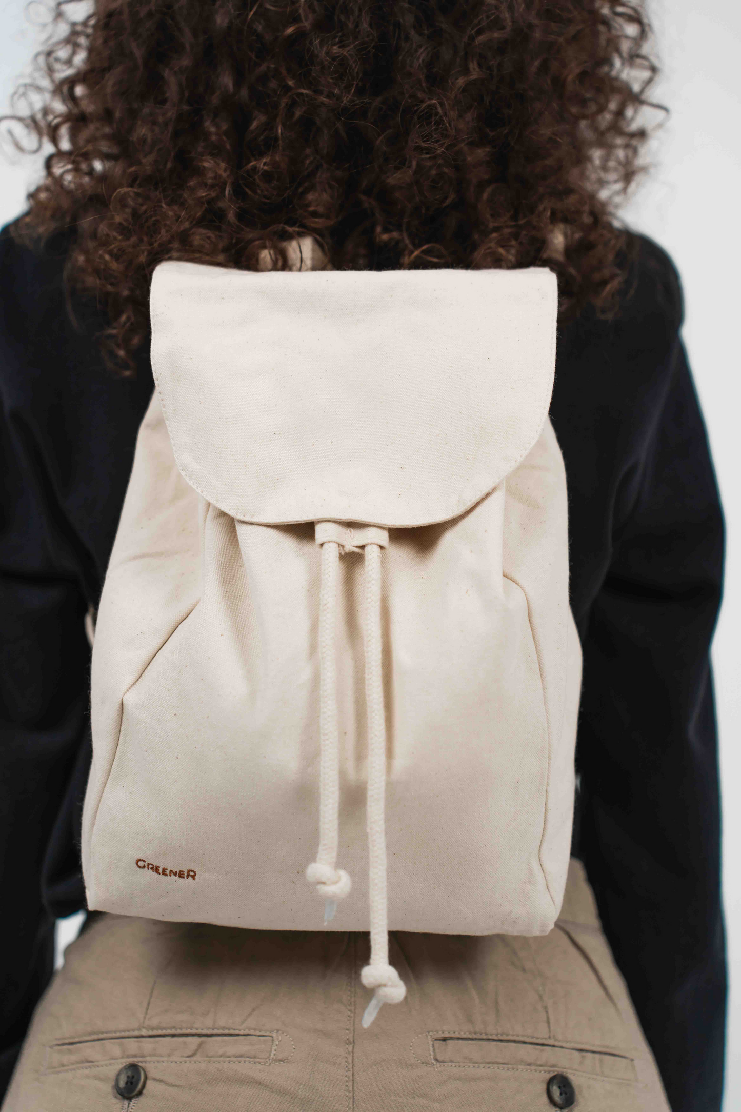 Mochila ligera cierre con cuerda - Natural