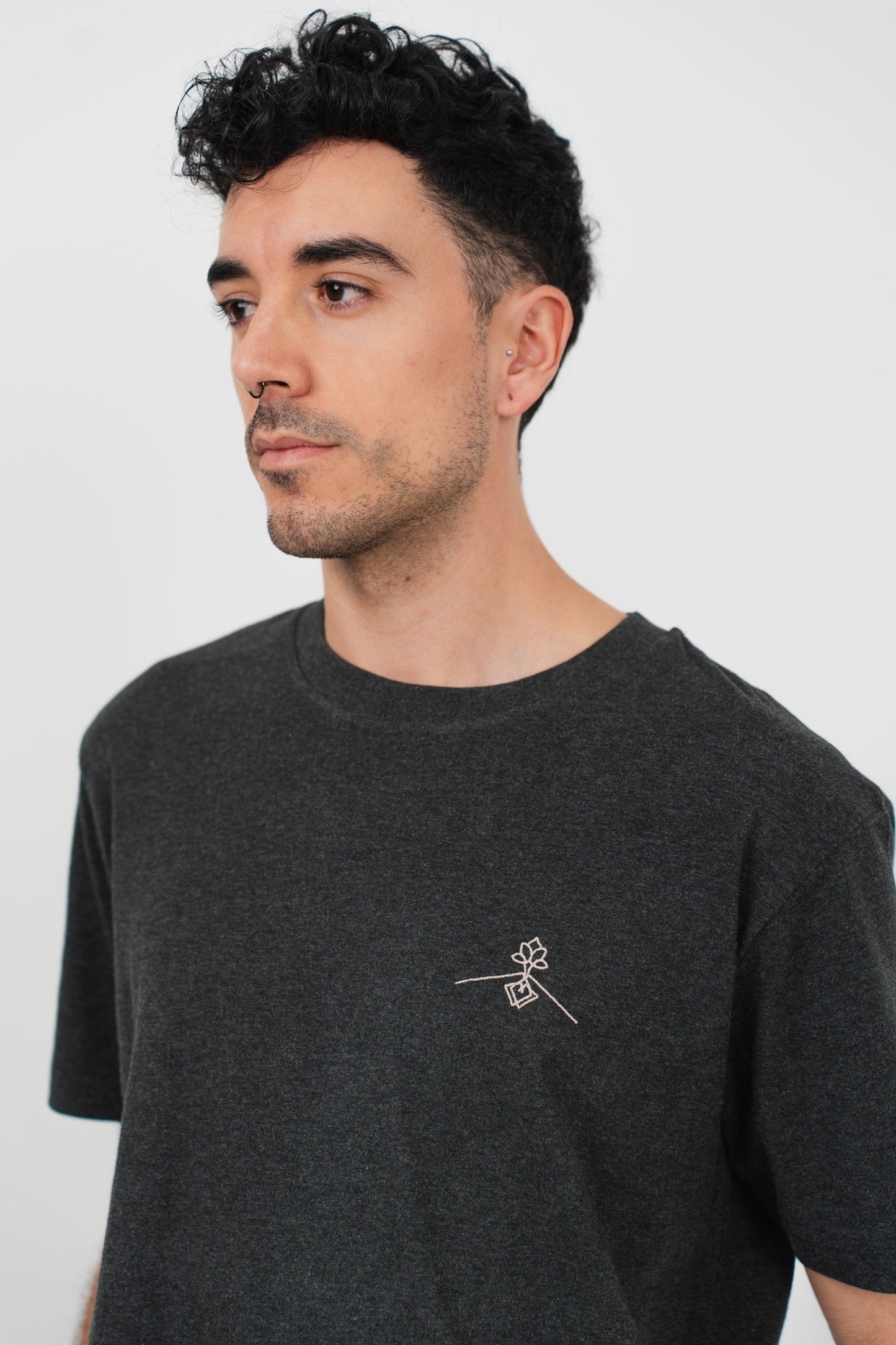 Camiseta oversize 100% algodón orgánico - Gris Oscuro Jaspeado
