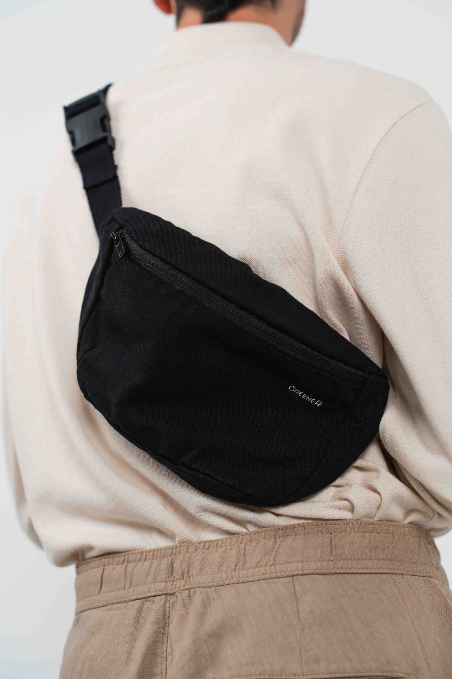 Riñonera sostenible bolsillo interior - Negro