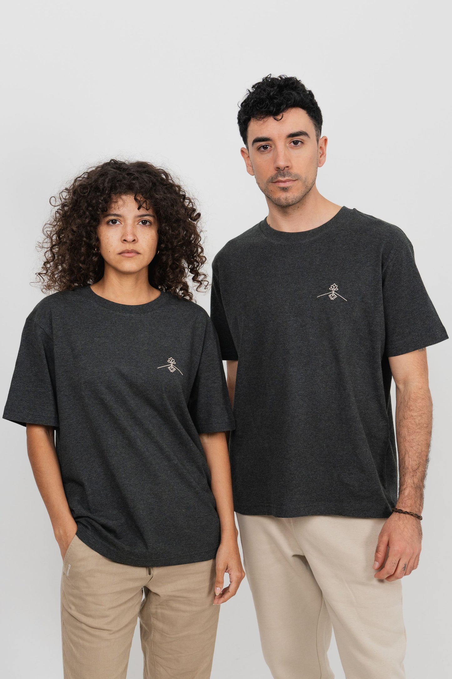 Camiseta oversize 100% algodón orgánico - Gris Oscuro Jaspeado