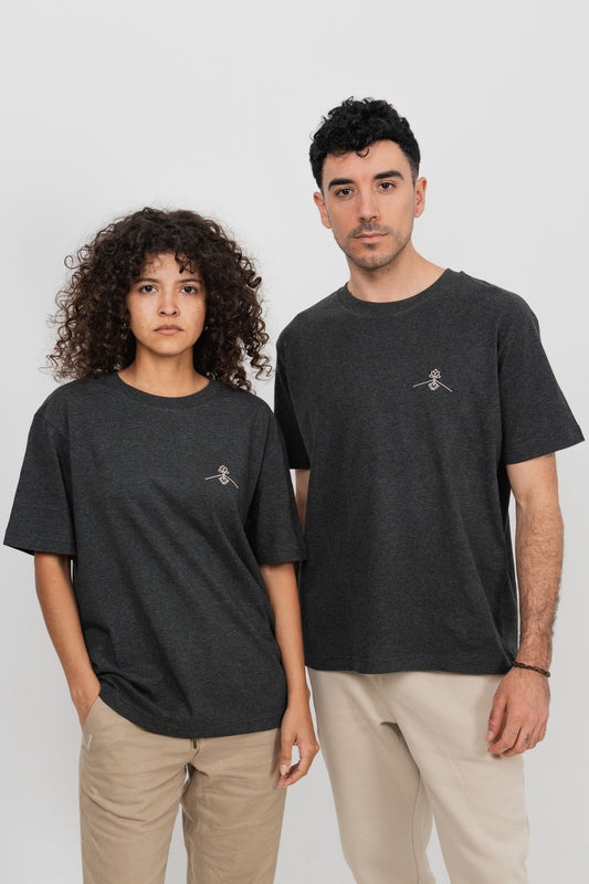Camiseta oversize 100% algodón orgánico - Gris Oscuro Jaspeado