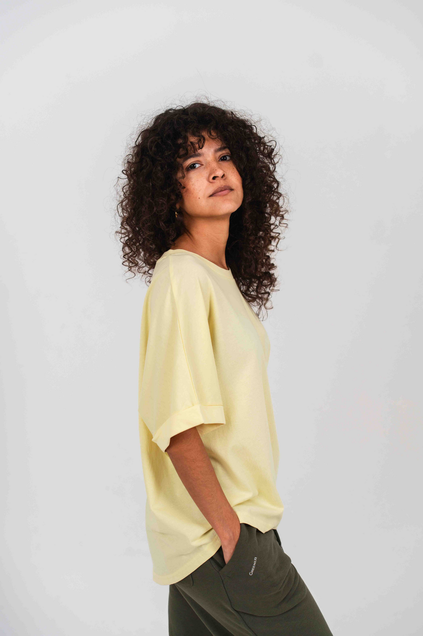 Camiseta oversize manga murciélago - Amarillo Fresco