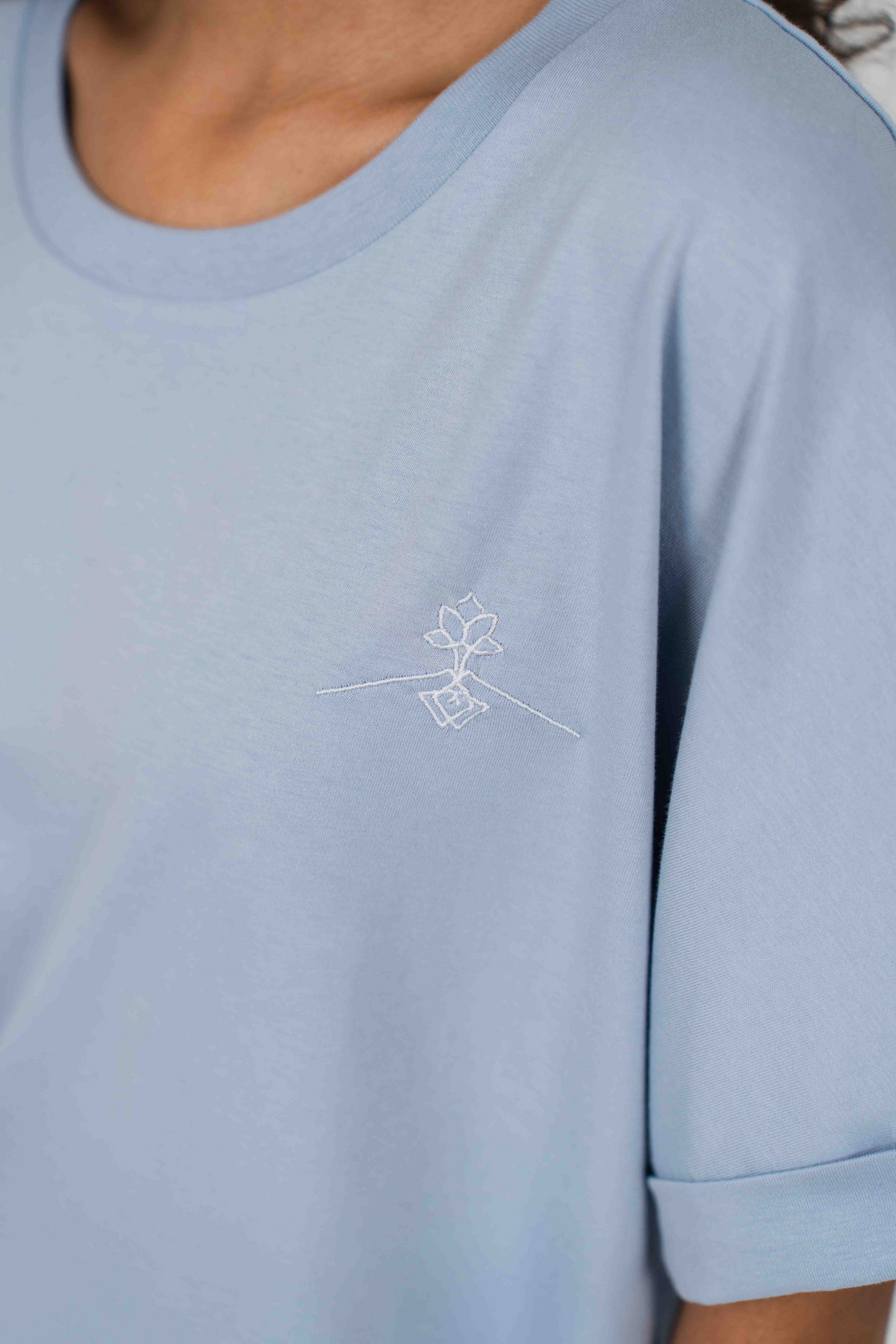 Camiseta oversize manga murciélago - Azul Neblina