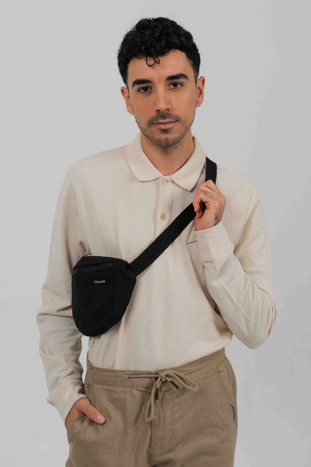 Sac banane durable avec poche intérieure - Noir