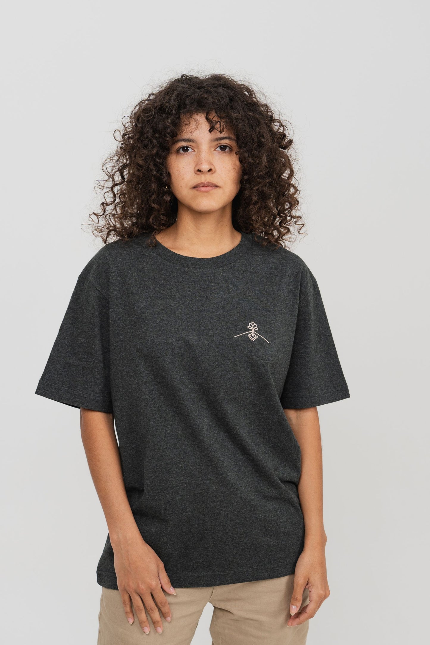 Camiseta oversize 100% algodón orgánico - Gris Oscuro Jaspeado