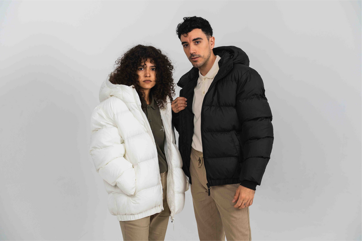Anorak acolchado reciclado con capucha - Blanco