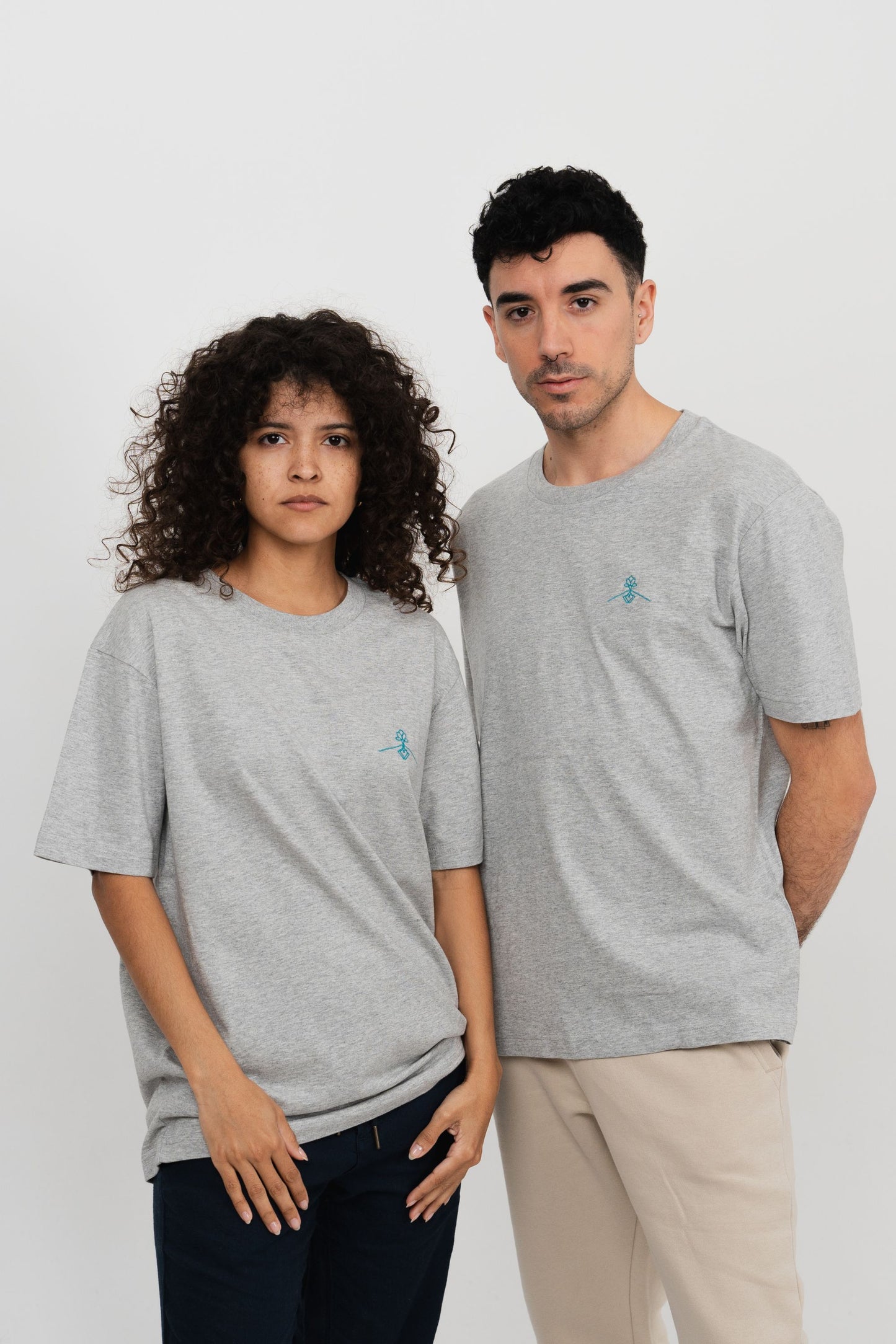 Camiseta oversize 100% algodón orgánico - Gris Jaspeado