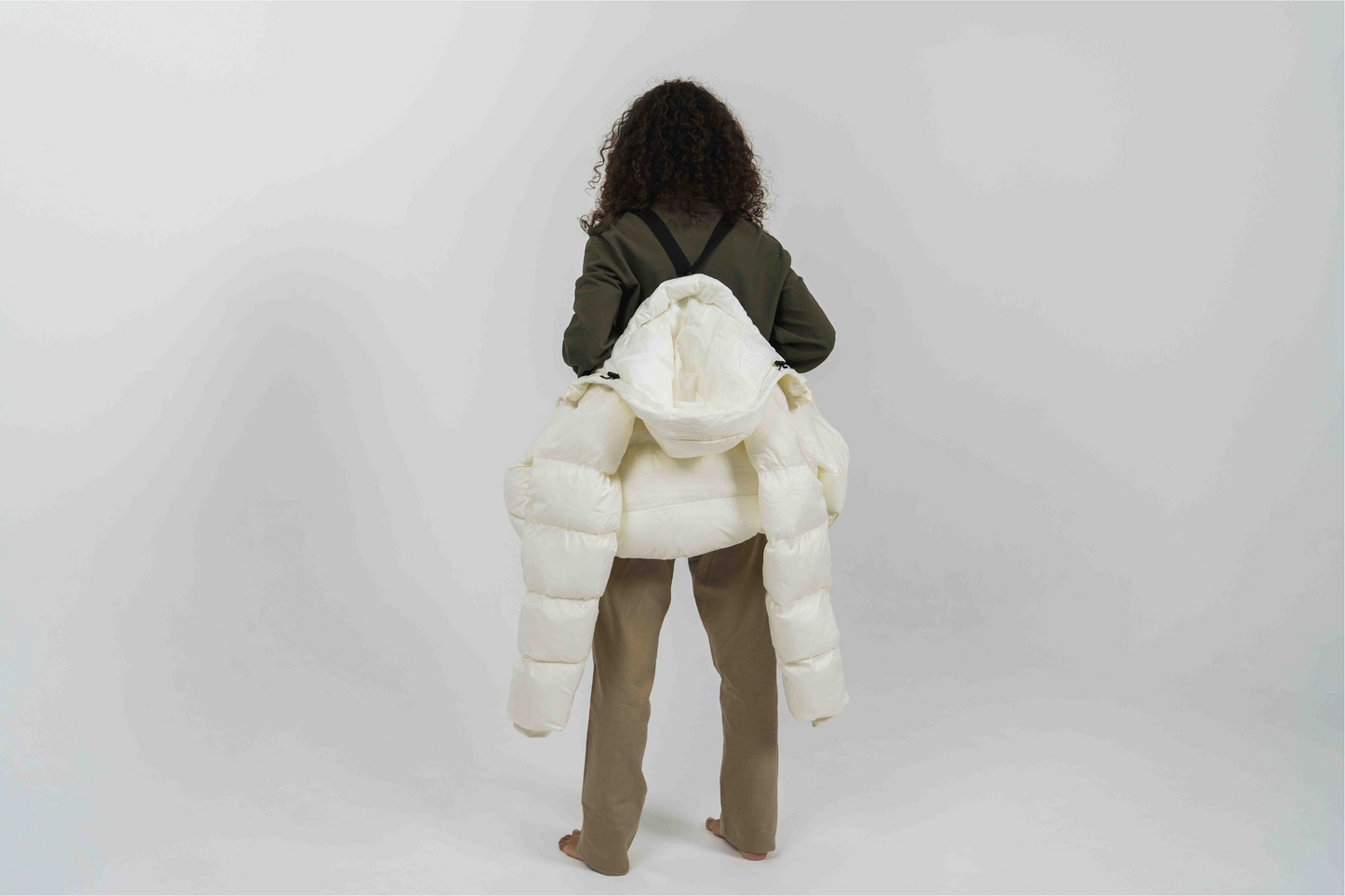 Anorak acolchado reciclado con capucha - Blanco