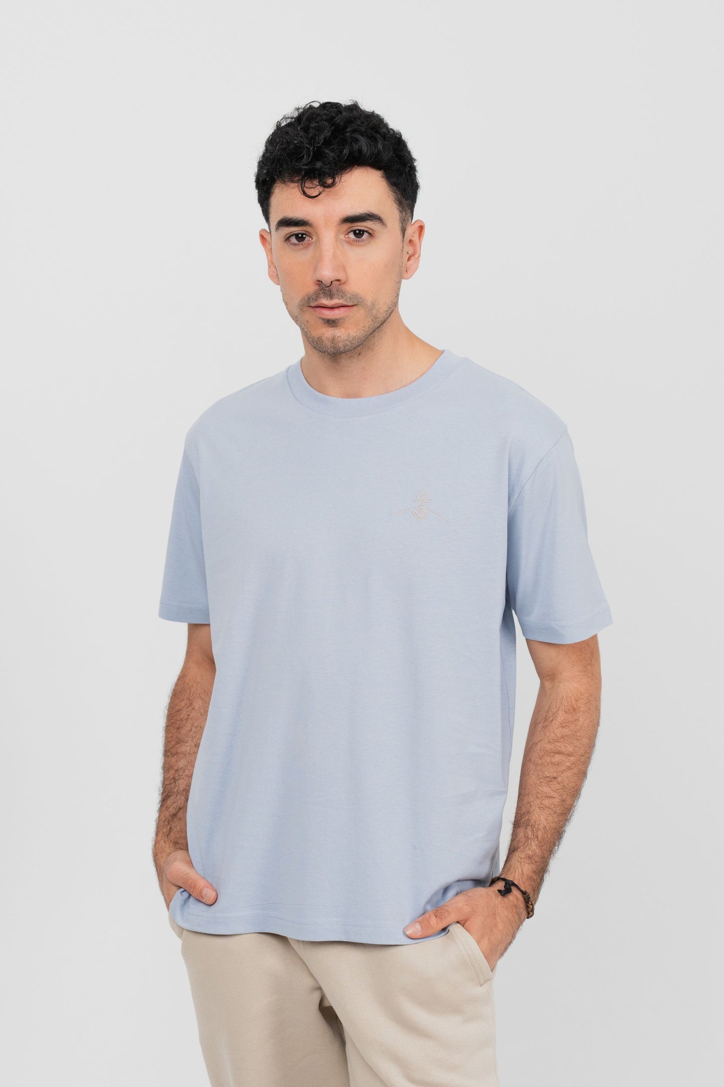 Camiseta oversize 100% algodón orgánico - Azul Neblina