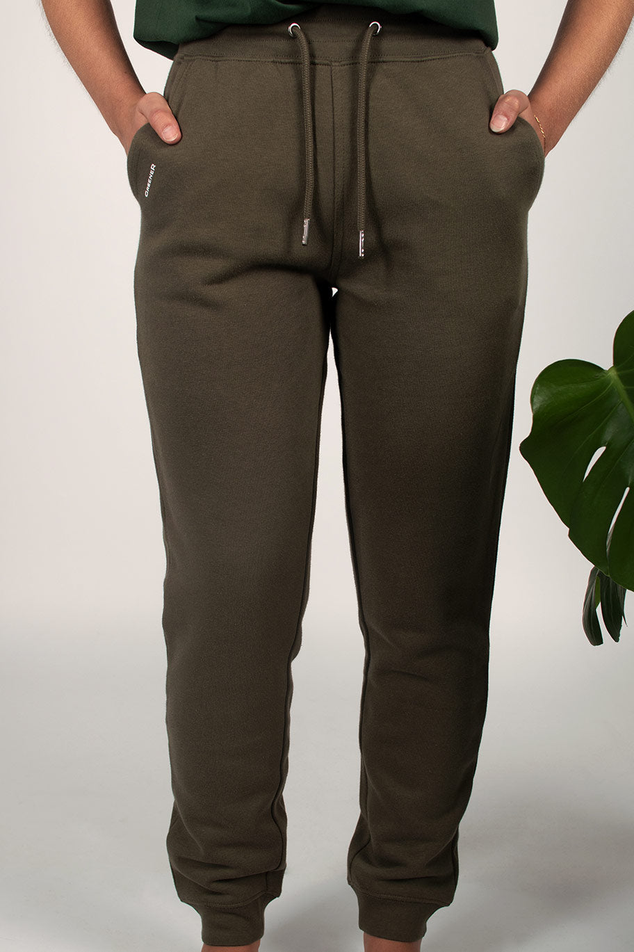 Organic Cotton Jogger Pants - Tan Green