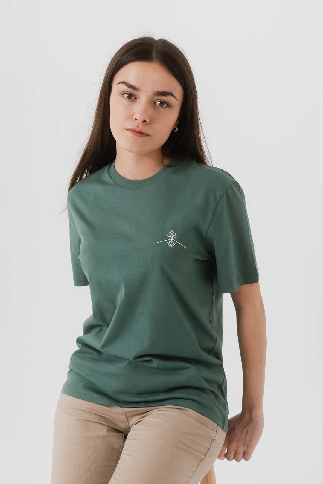T-shirt coupe régulière 100% coton biologique - Vert Ethnique