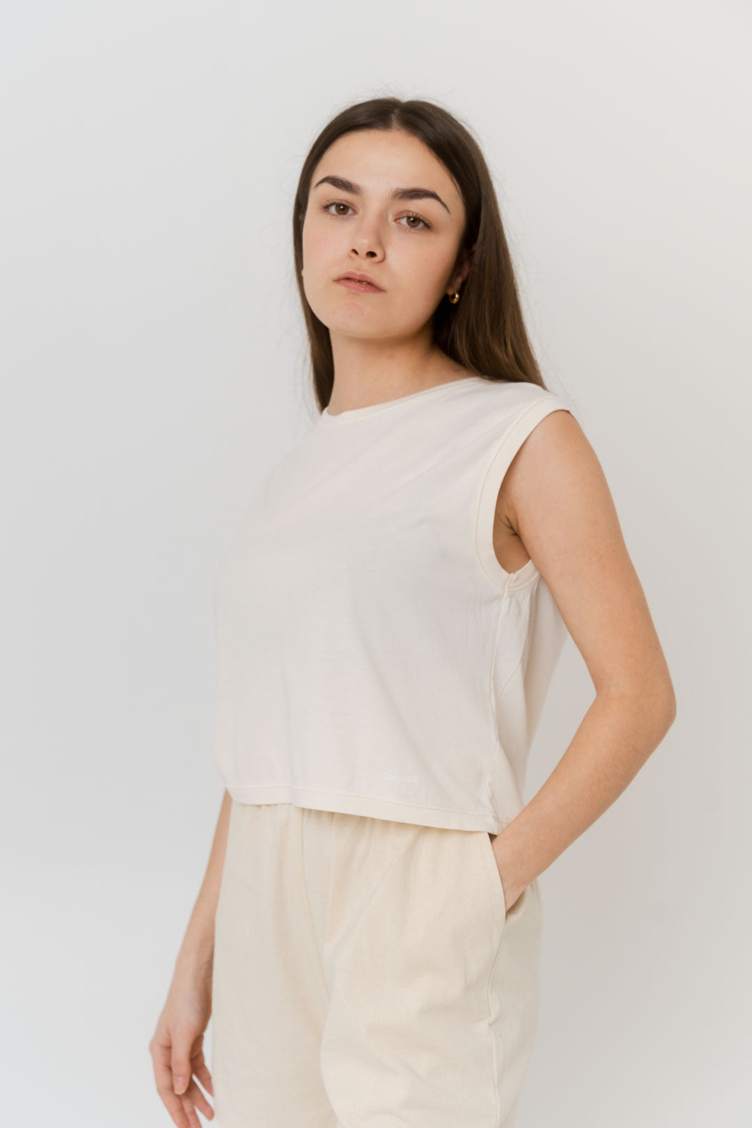Crop Tank Top - Antique Ivory