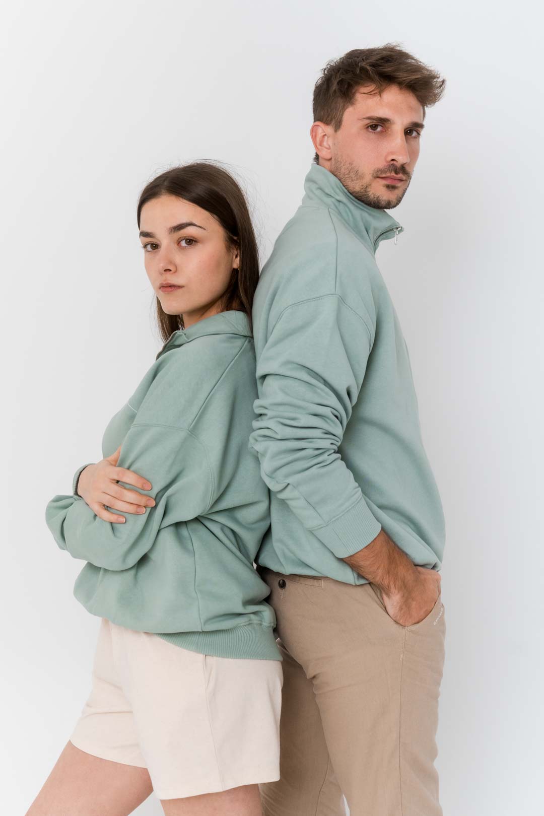 Sudadera cuello cremallera 100% algodón orgánico - Aloe