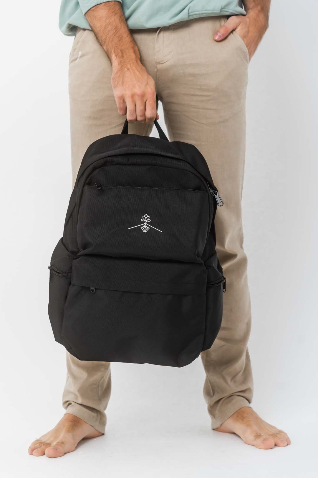 Multi-pocket backpack 100% recycled polyester - Black