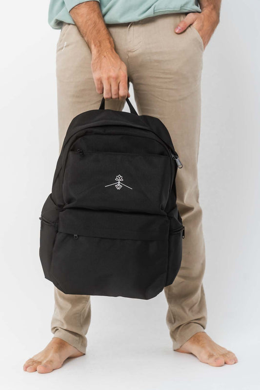 Multi-pocket backpack 100% recycled polyester - Black