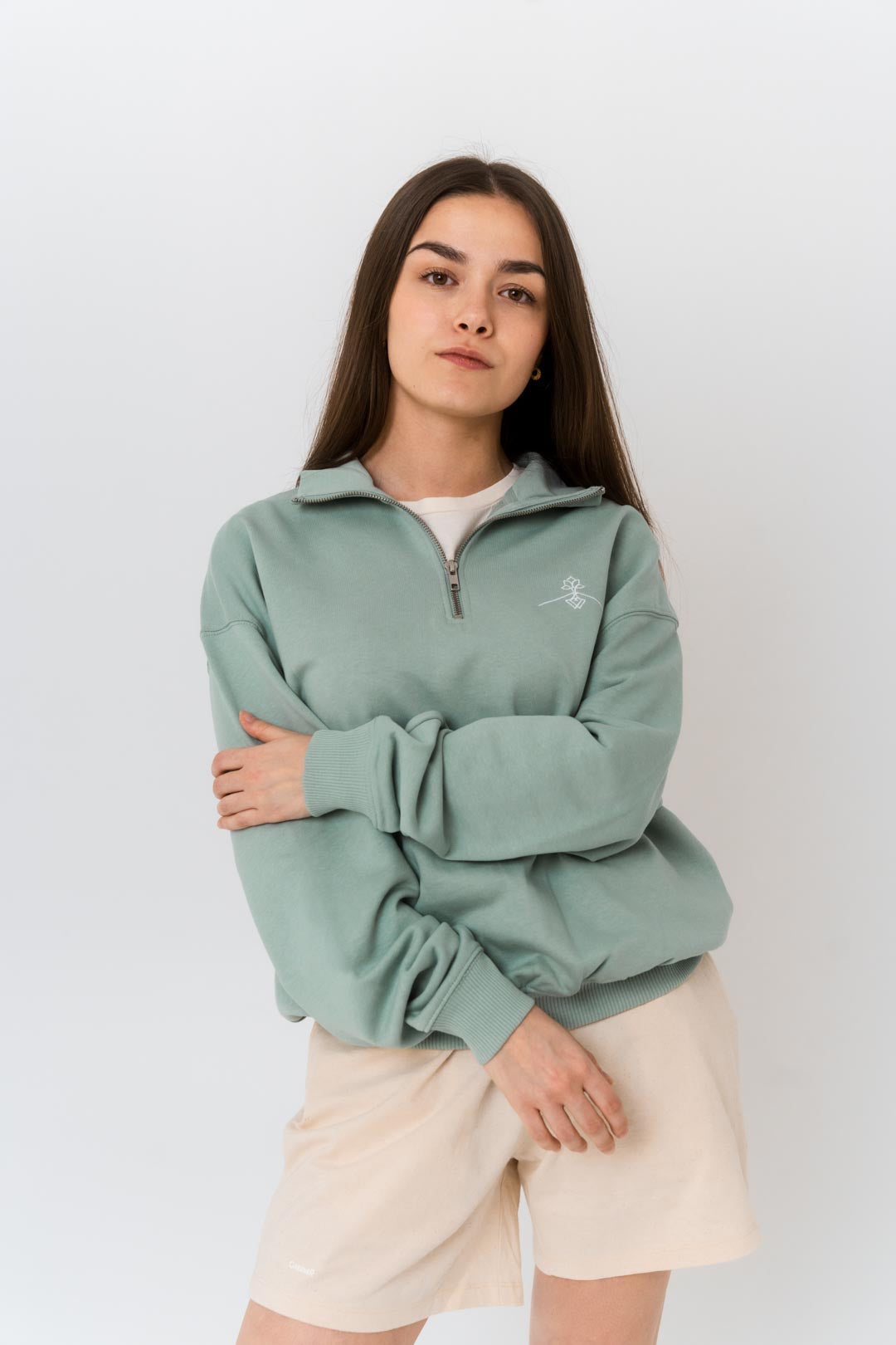 Sudadera cuello cremallera 100% algodón orgánico - Aloe