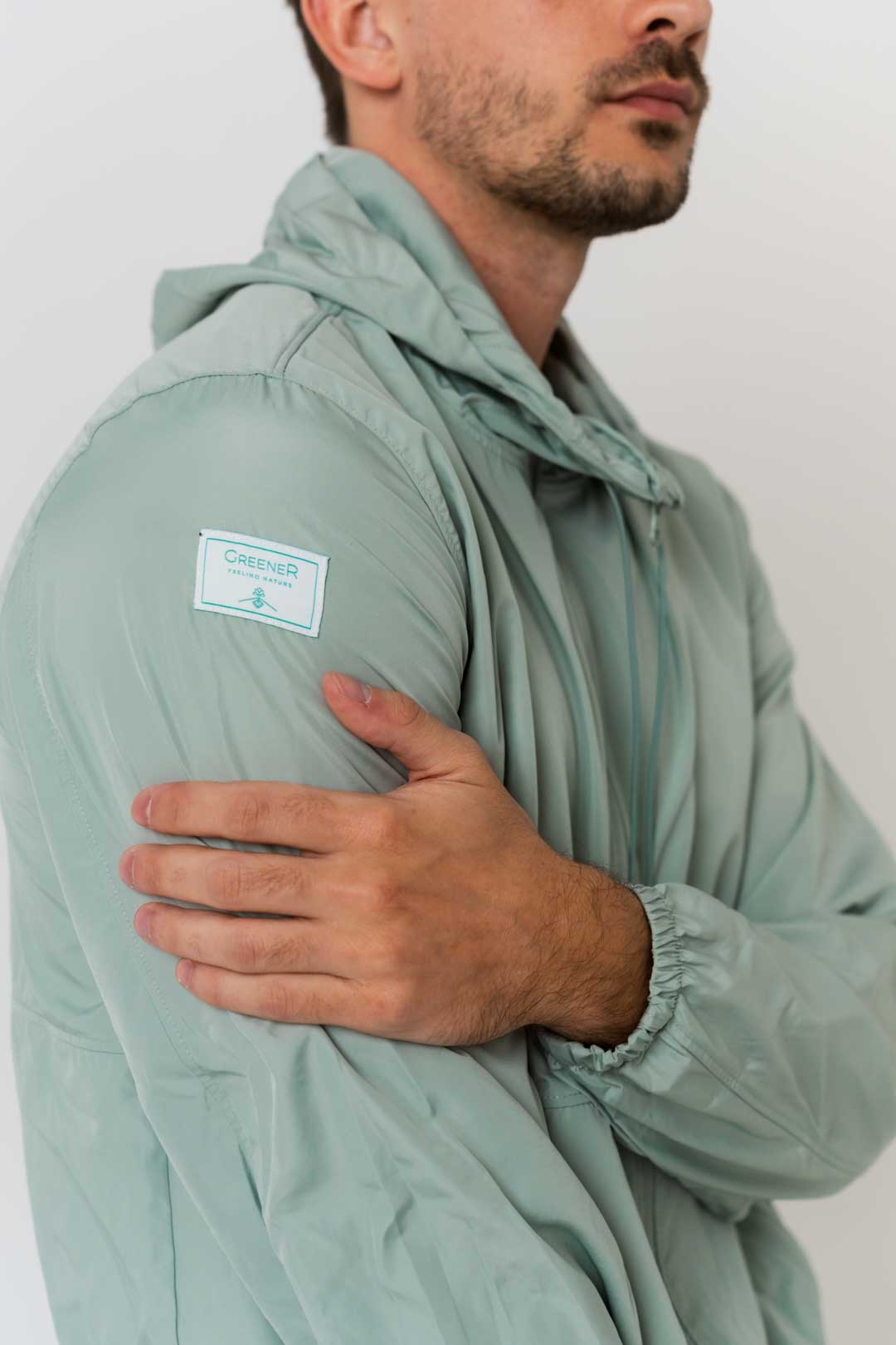 Cortavientos ligero reciclado capucha - Verde Glaciar