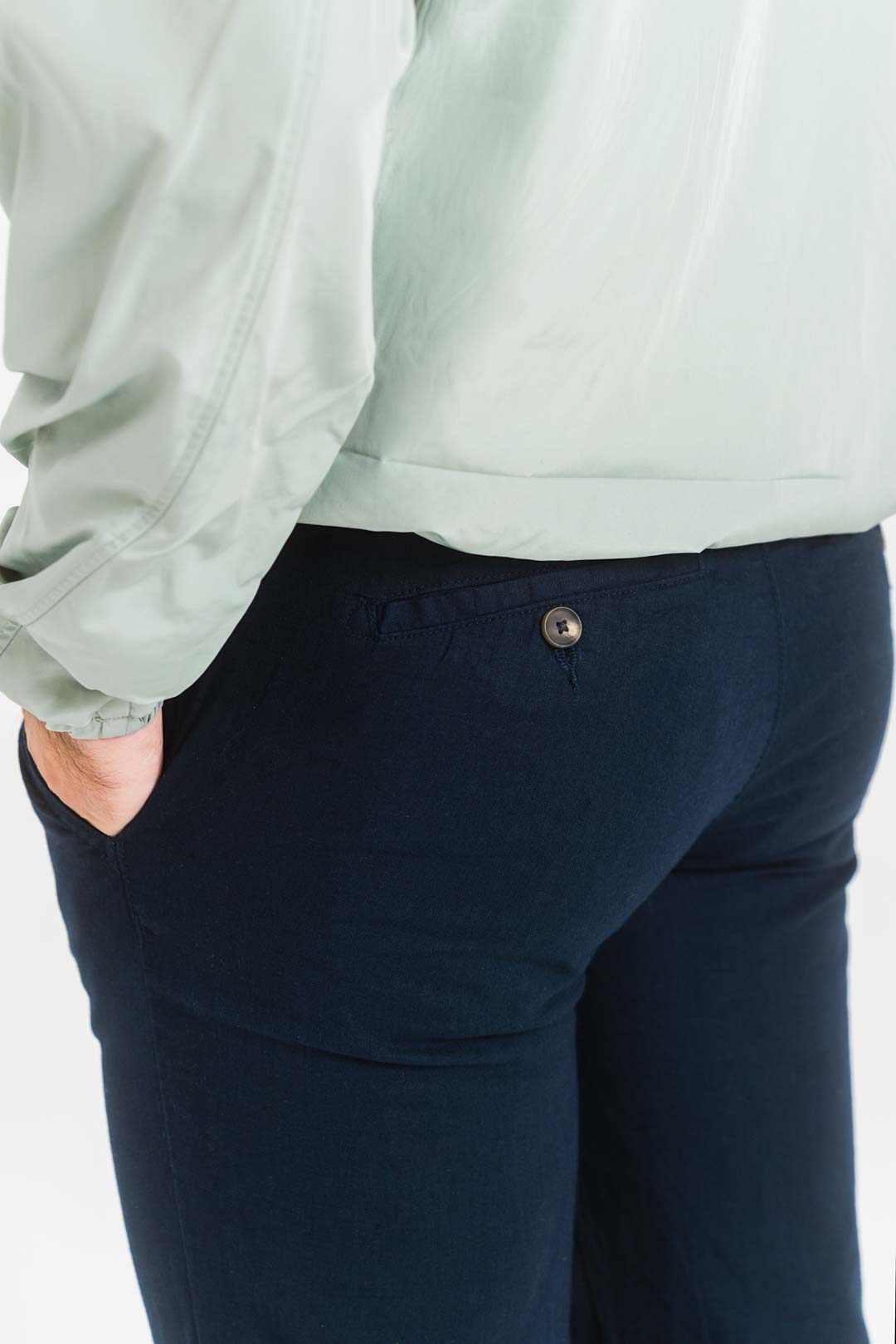 Regular fit linen trousers - Navy Blue