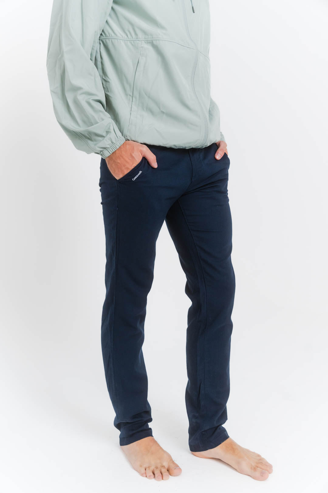 Regular fit linen trousers - Navy Blue