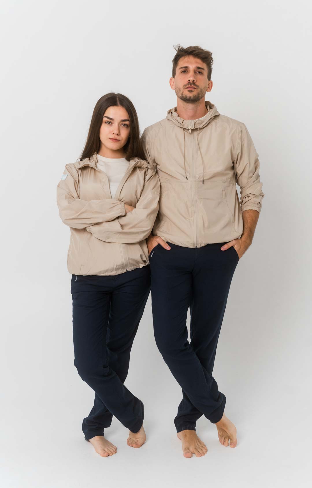 Cortavientos ligero reciclado capucha - Beige