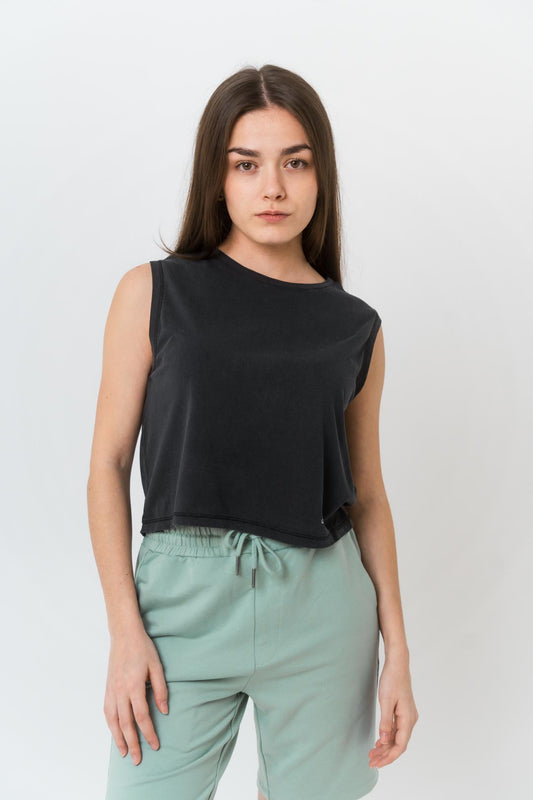 Crop Tank Top - Antique Charcoal Grey