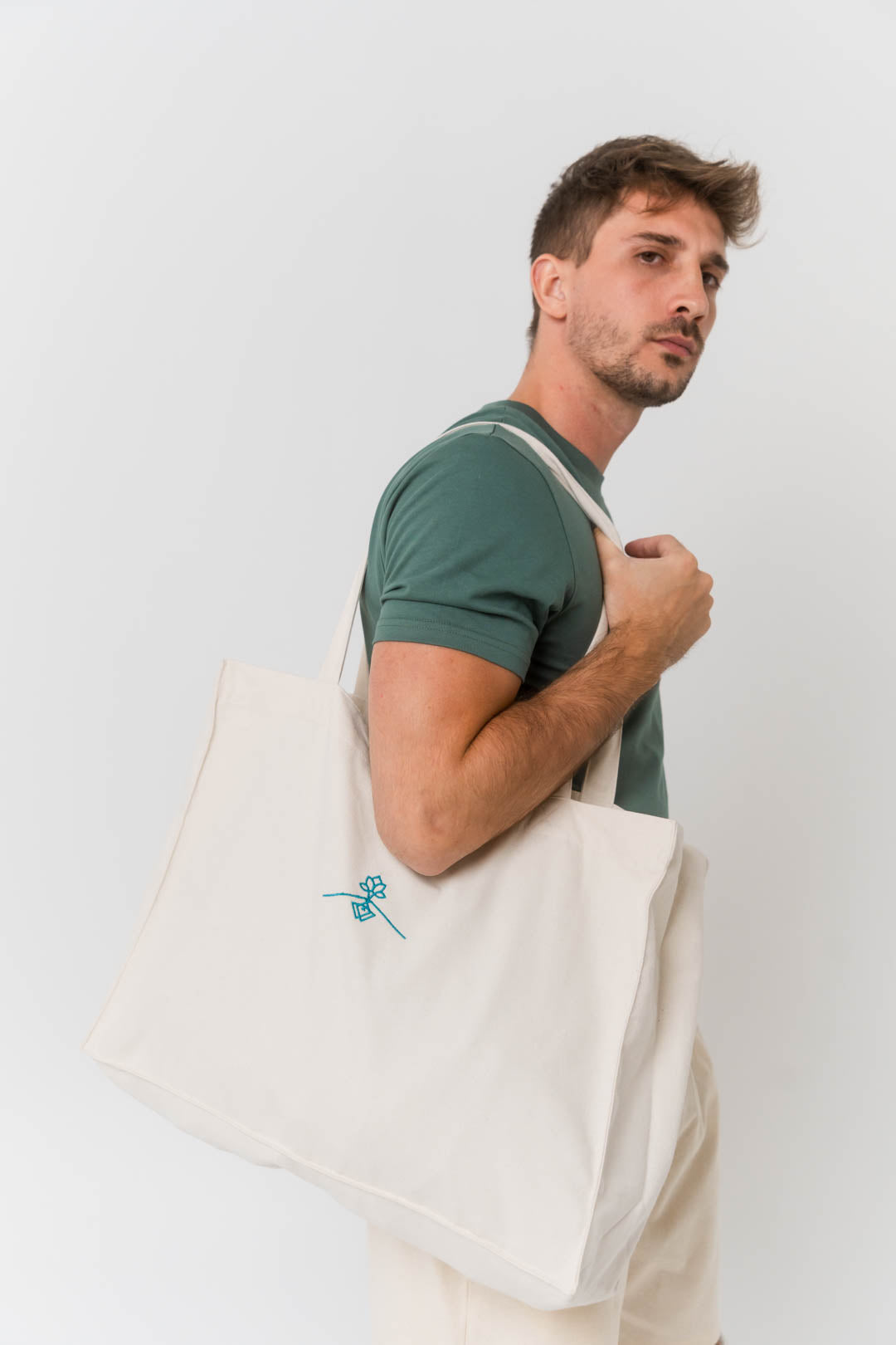 Large canvas recycled bag - Natural