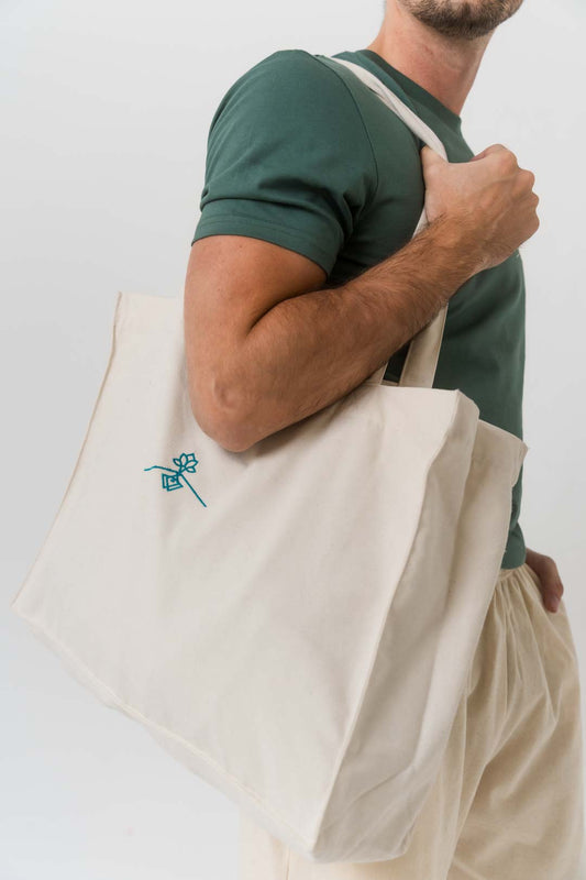 Large canvas recycled bag - Natural