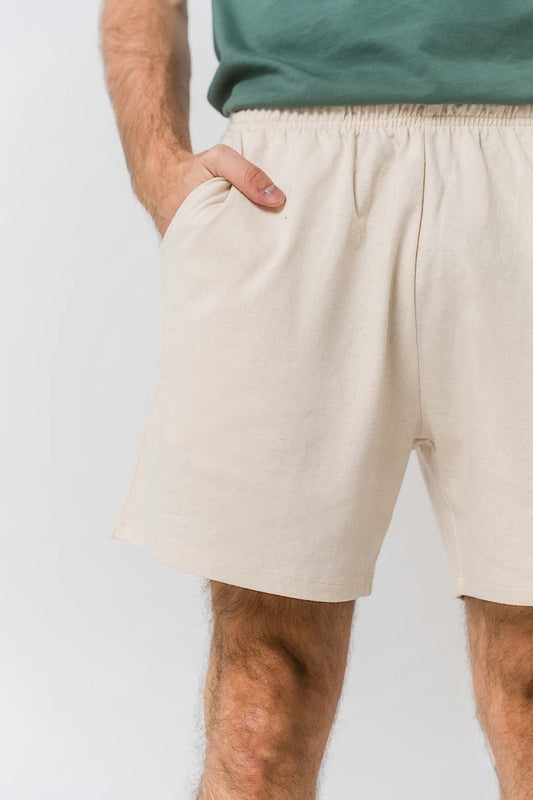 Loose organic cotton shorts - Natural