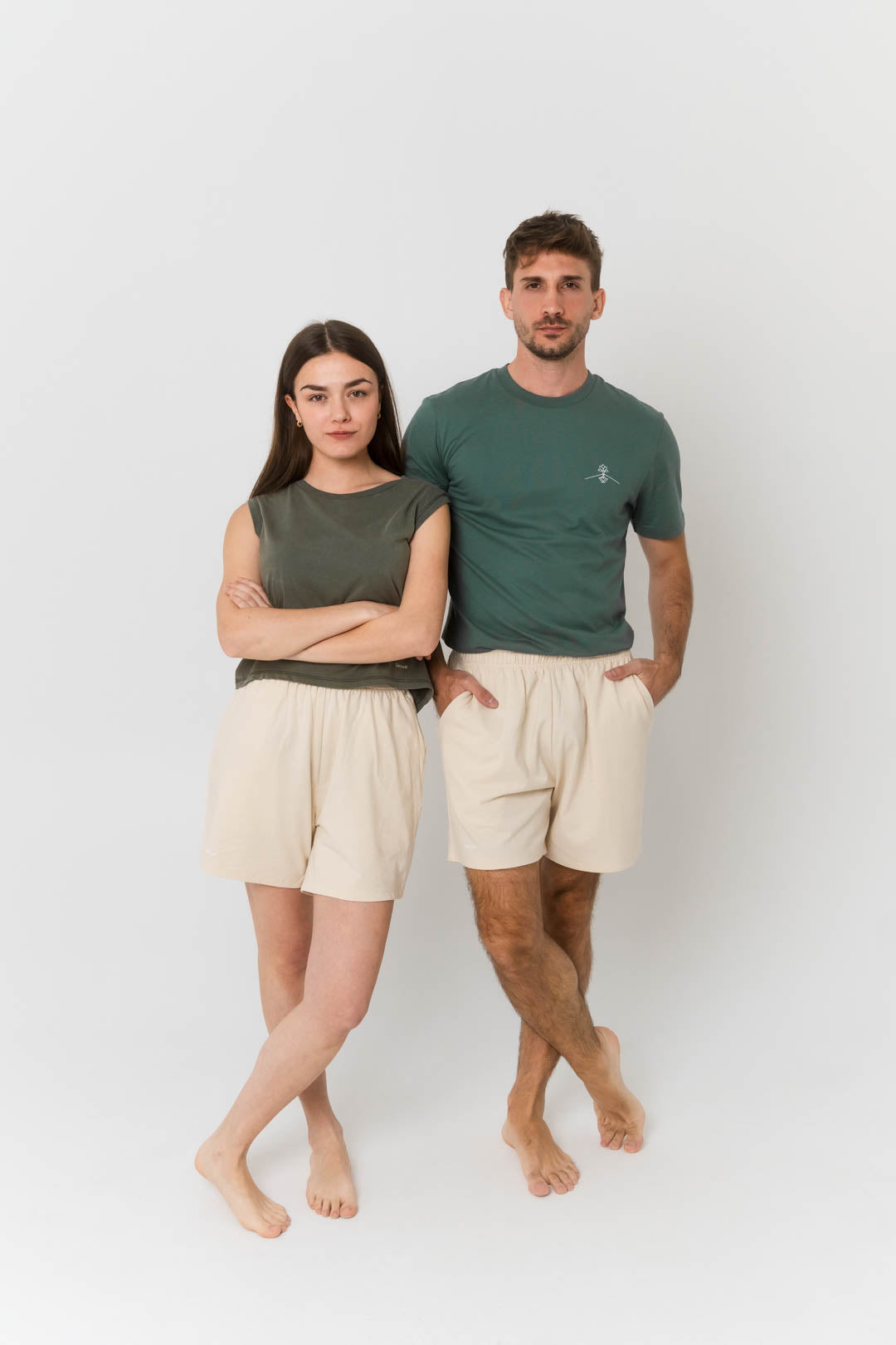 Pantalón corto suelto algodón orgánico - Natural