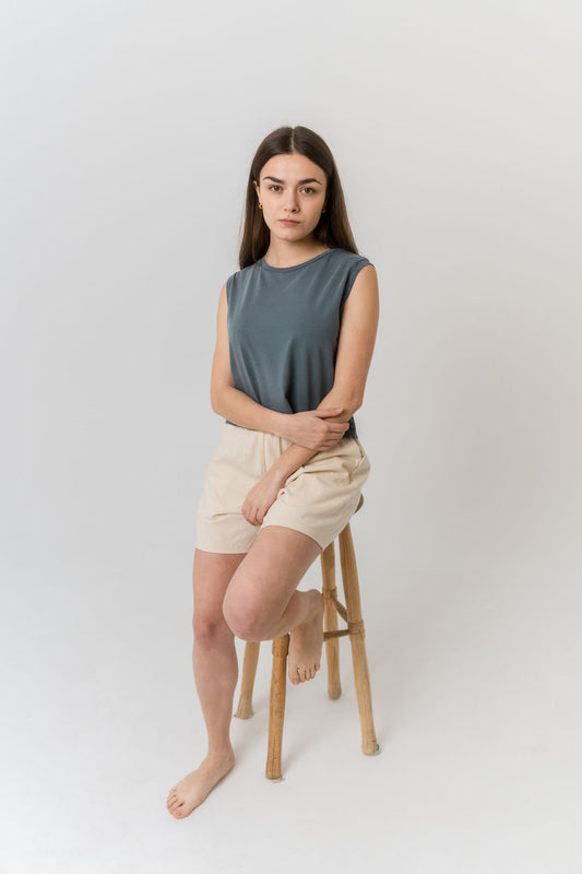 Crop Tank Top - Antique Blue