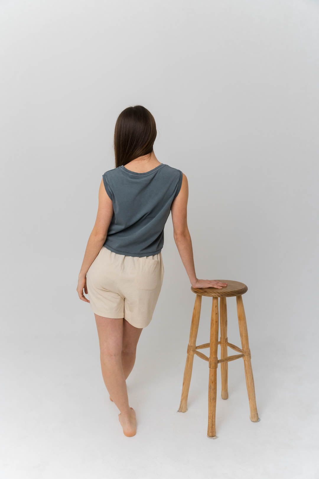 Crop Tank Top - Antique Blue