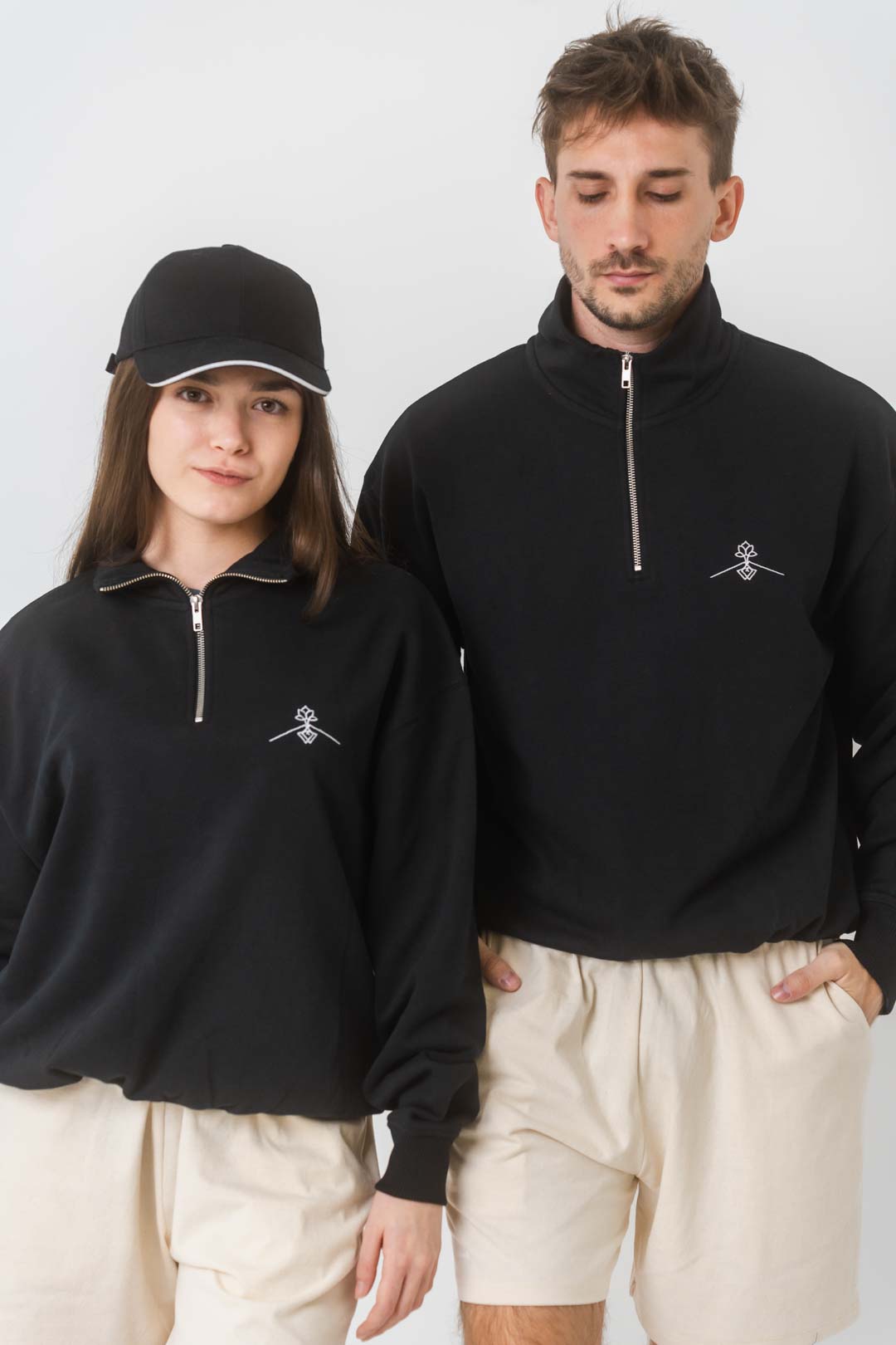 Sudadera cuello cremallera 100% algodón orgánico - Negro