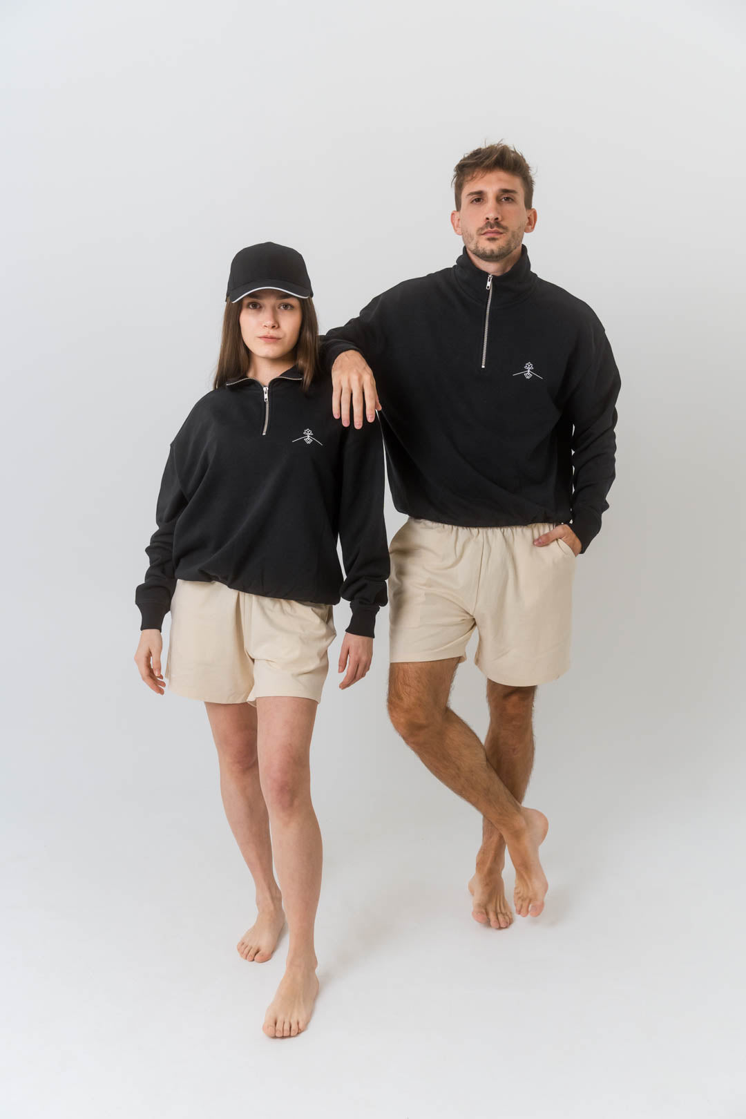 Sudadera cuello cremallera 100% algodón orgánico - Negro