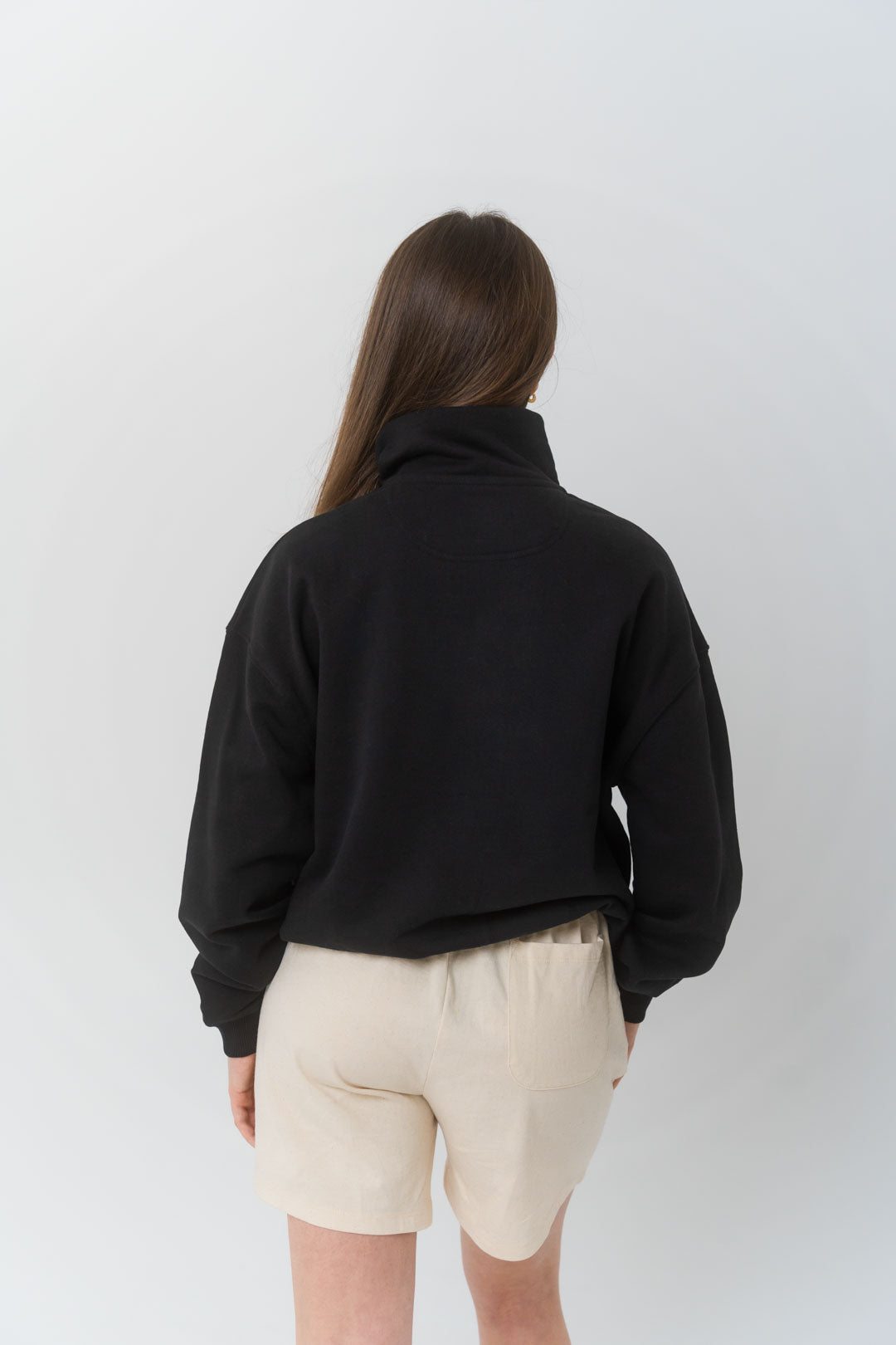 Sudadera cuello cremallera 100% algodón orgánico - Negro