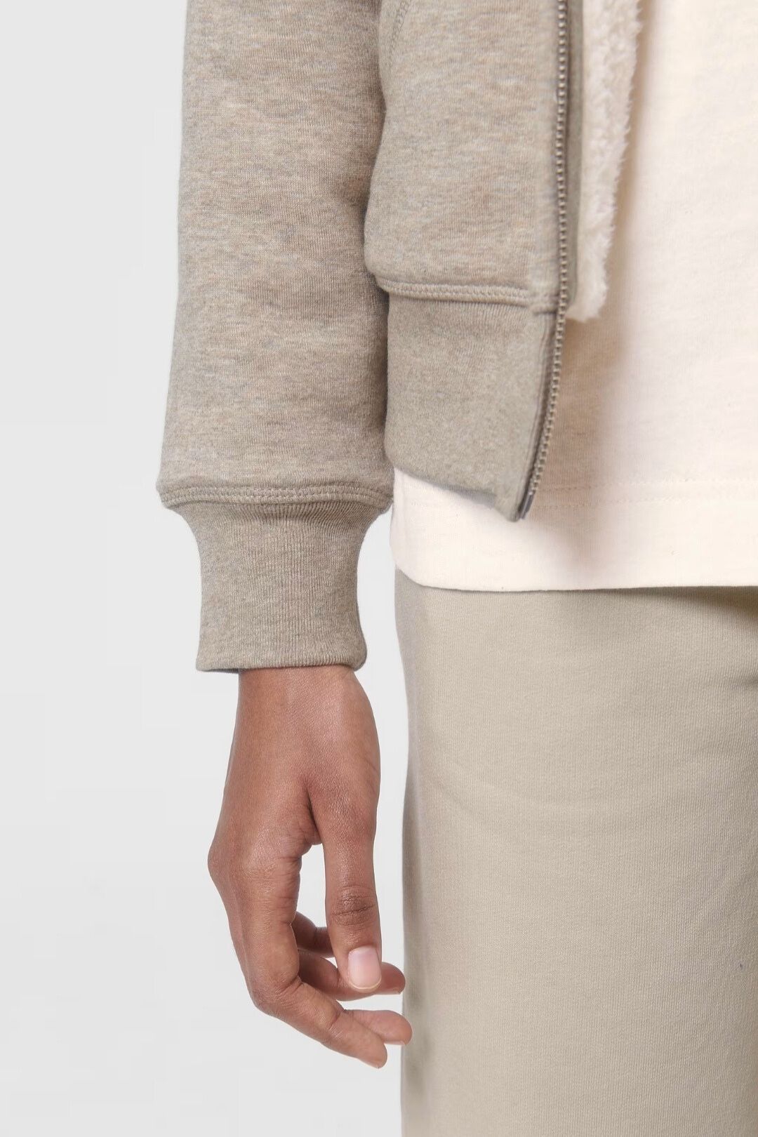 Sherpa hooded jacket - Walnut Heather