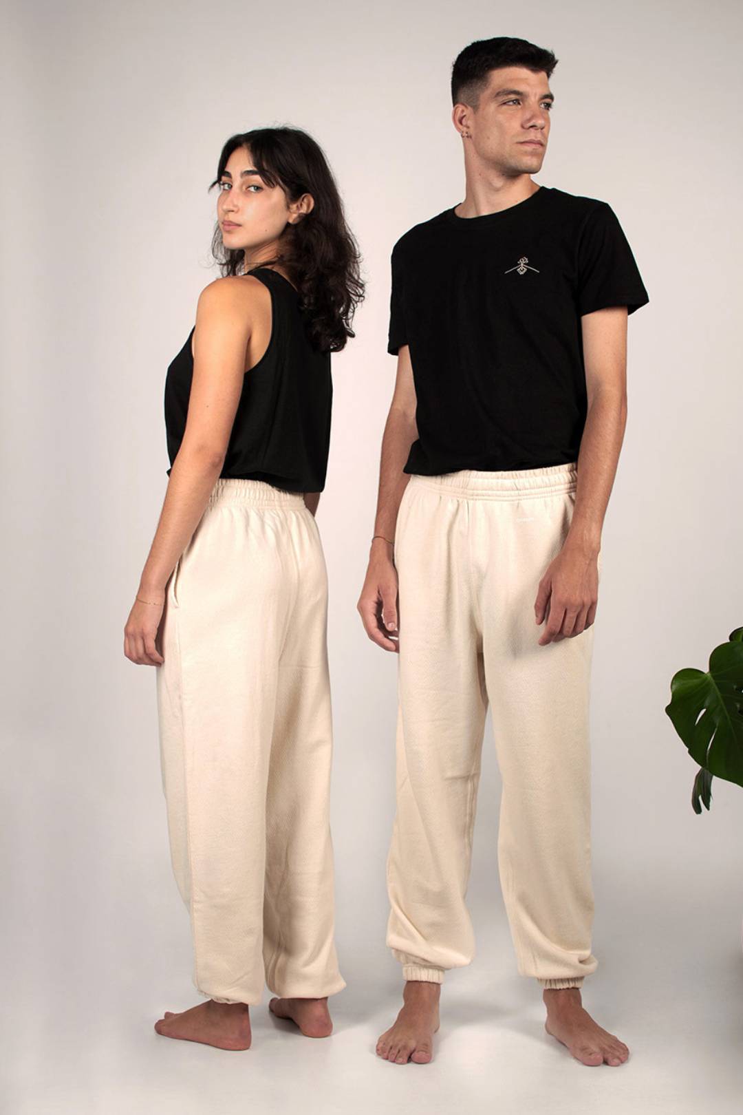 Oversized organic cotton joggers - Cream