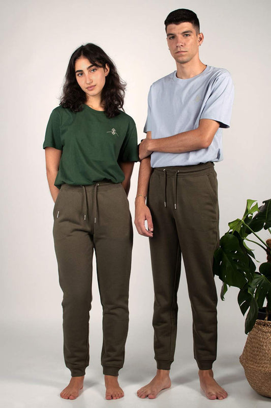 Organic Cotton Jogger Pants - Tan Green